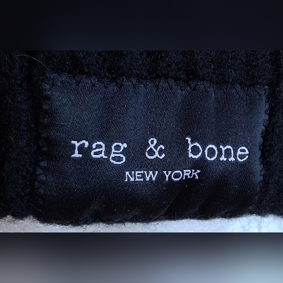 NWOT Rag & Bone Blake Black Ribbed Wool Casual Unisex Preppy Beanie Hat Cap main image 7